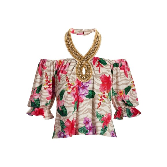 Boston Proper Embellished Off The Shoulder top medium - Picture 5 of 5